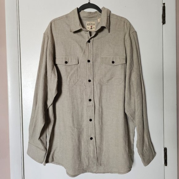 Red Head Brand cotton fleece beige soft button-down shirt - Picture 1 of 6